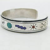 Navajo Sterling Silver Hardstone Stone Bangle Bracelet Vintage c1950s