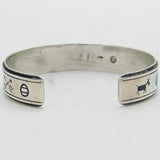 Navajo Sterling Silver Hardstone Stone Bangle Bracelet Vintage c1950s