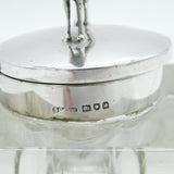 Edwardian Sterling Silver Mounted Glass Greyhound Racing Inkwell Antique 1909 Birmingham