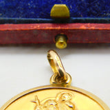 Large St Christopher Patron of Travel 9ct Yellow Gold Pendant Vintage c1970