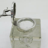 Edwardian Sterling Silver Mounted Glass Greyhound Racing Inkwell Antique 1909 Birmingham