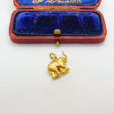 Lucky Elephant Trunk Up 18ct Yellow Gold Charm or Pendant Vintage c1980