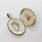 Victorian Sterling Silver Monogram Mourning Locket Pendant Antique c1880s