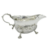 Scottish Provincial George II Sterling Silver Floral Sauce Boat Antique c1745 Edinburgh