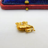 Lucky Elephant Trunk Up 18ct Yellow Gold Charm or Pendant Vintage c1980