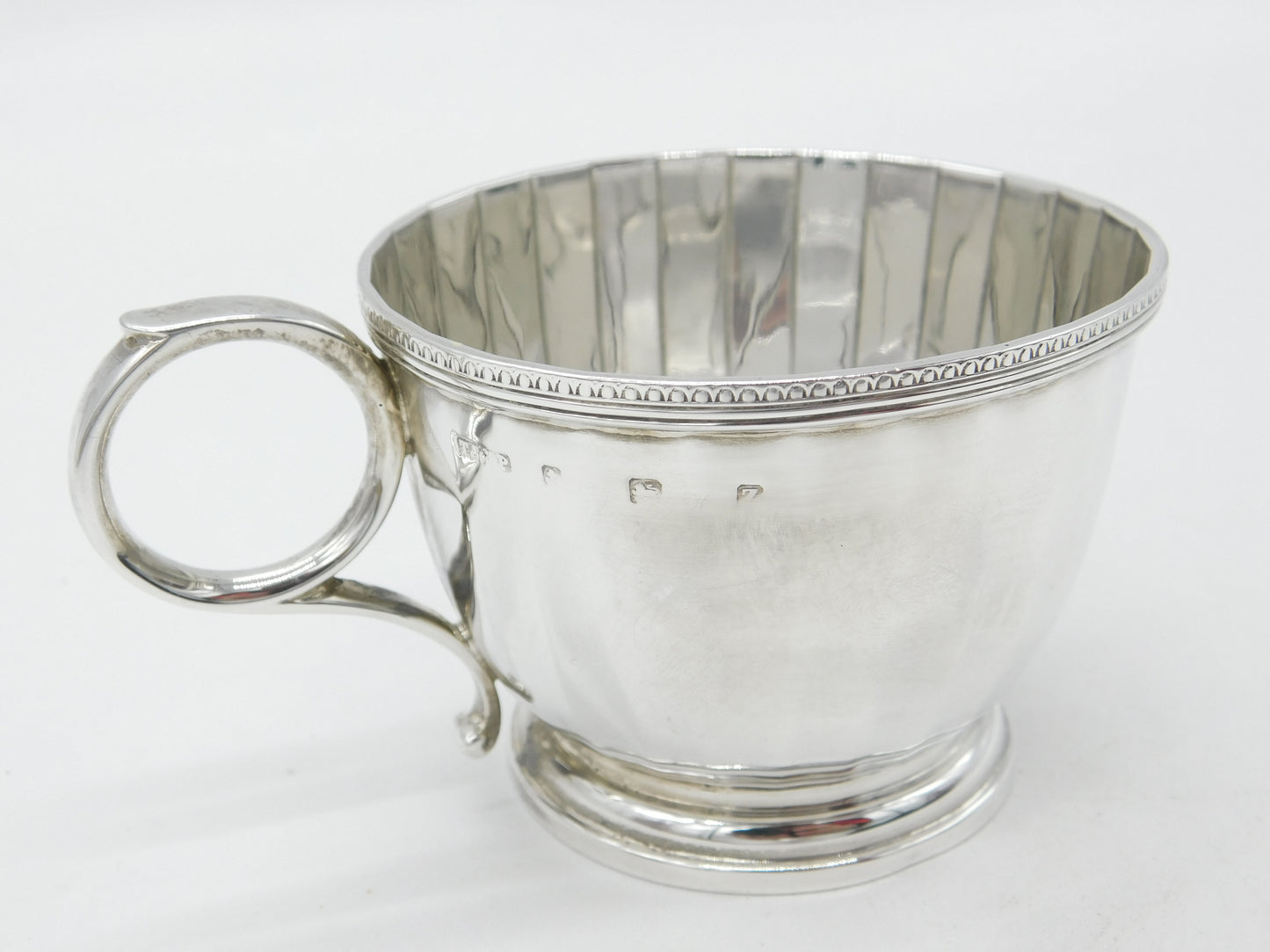 Sterling Silver Fluted Pattern Christening Mug or Teacup 1924 Birmingham Antique