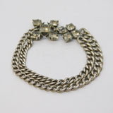 Victorian Sterling Silver & Paste Set Floral Dress Bracelet Antique c1880s
