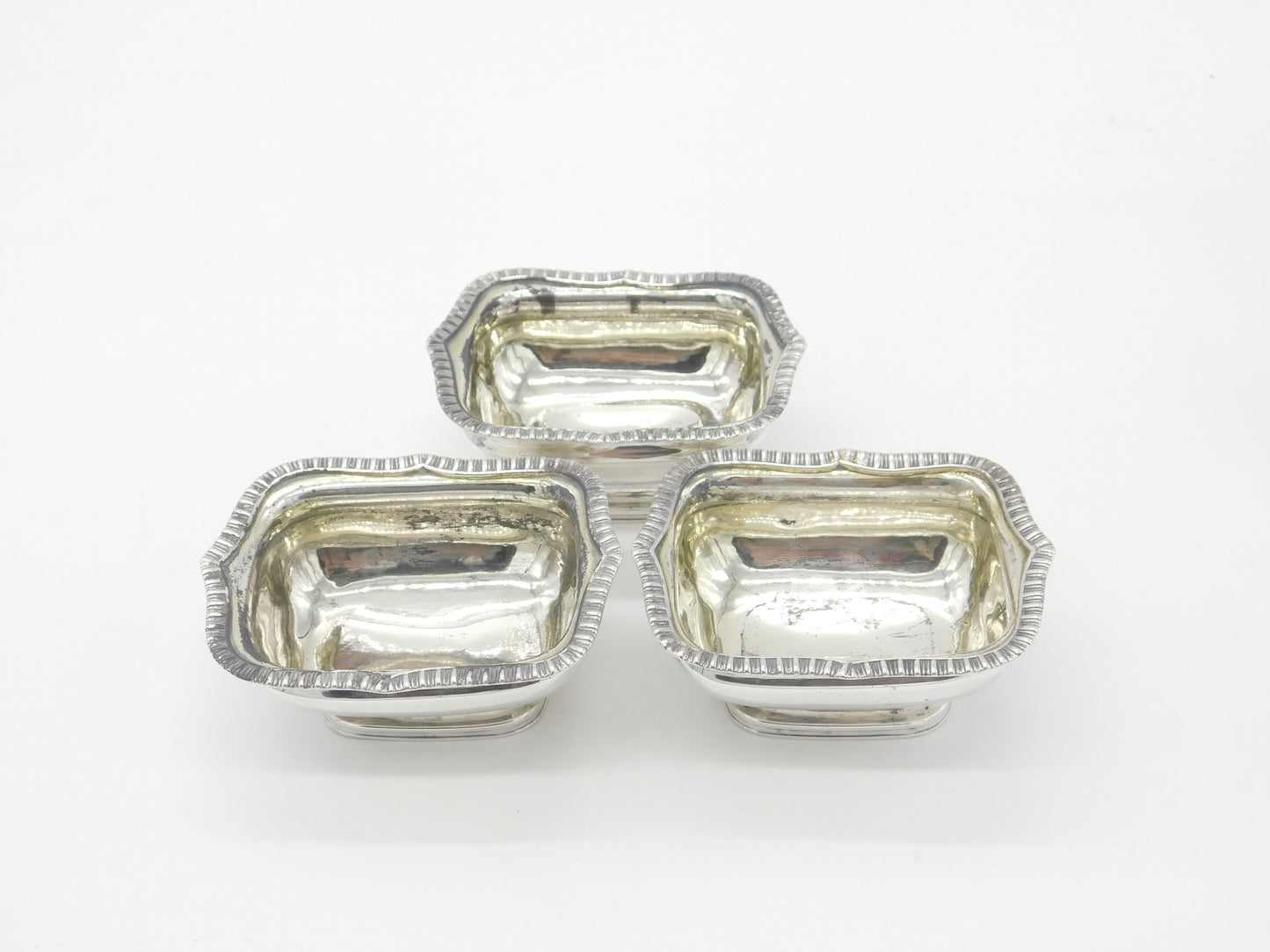 Georgian Set of Three Sterling Silver Salt Cellars 1790 London Solomon Hougham