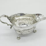 Scottish Provincial George II Sterling Silver Floral Sauce Boat Antique c1745 Edinburgh