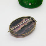 Sterling Silver Mounted Derbyshire Blue John Brooch Pin Antique c1920 Art Deco