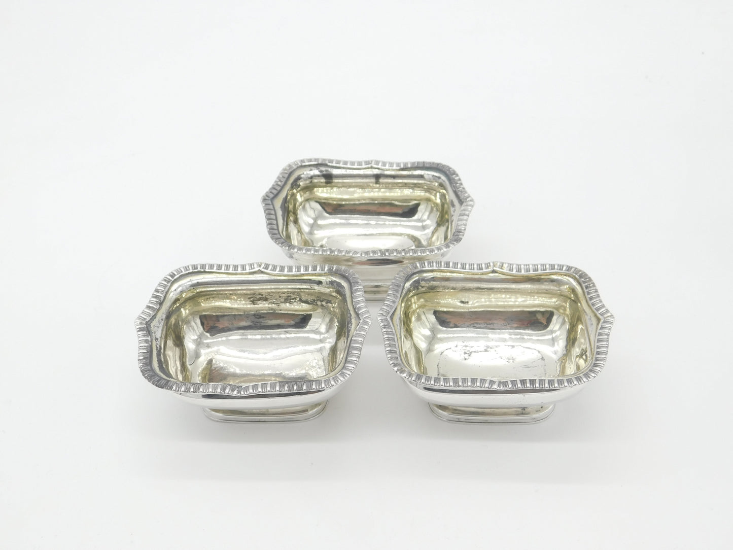 Georgian Set of Three Sterling Silver Salt Cellars 1790 London Solomon Hougham