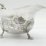 Scottish Provincial George II Sterling Silver Floral Sauce Boat Antique c1745 Edinburgh