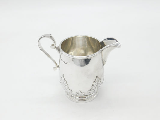 Sterling Silver Leaf Pattern Nouveau Cream Jug 1933 Sheffield Walker & Hall