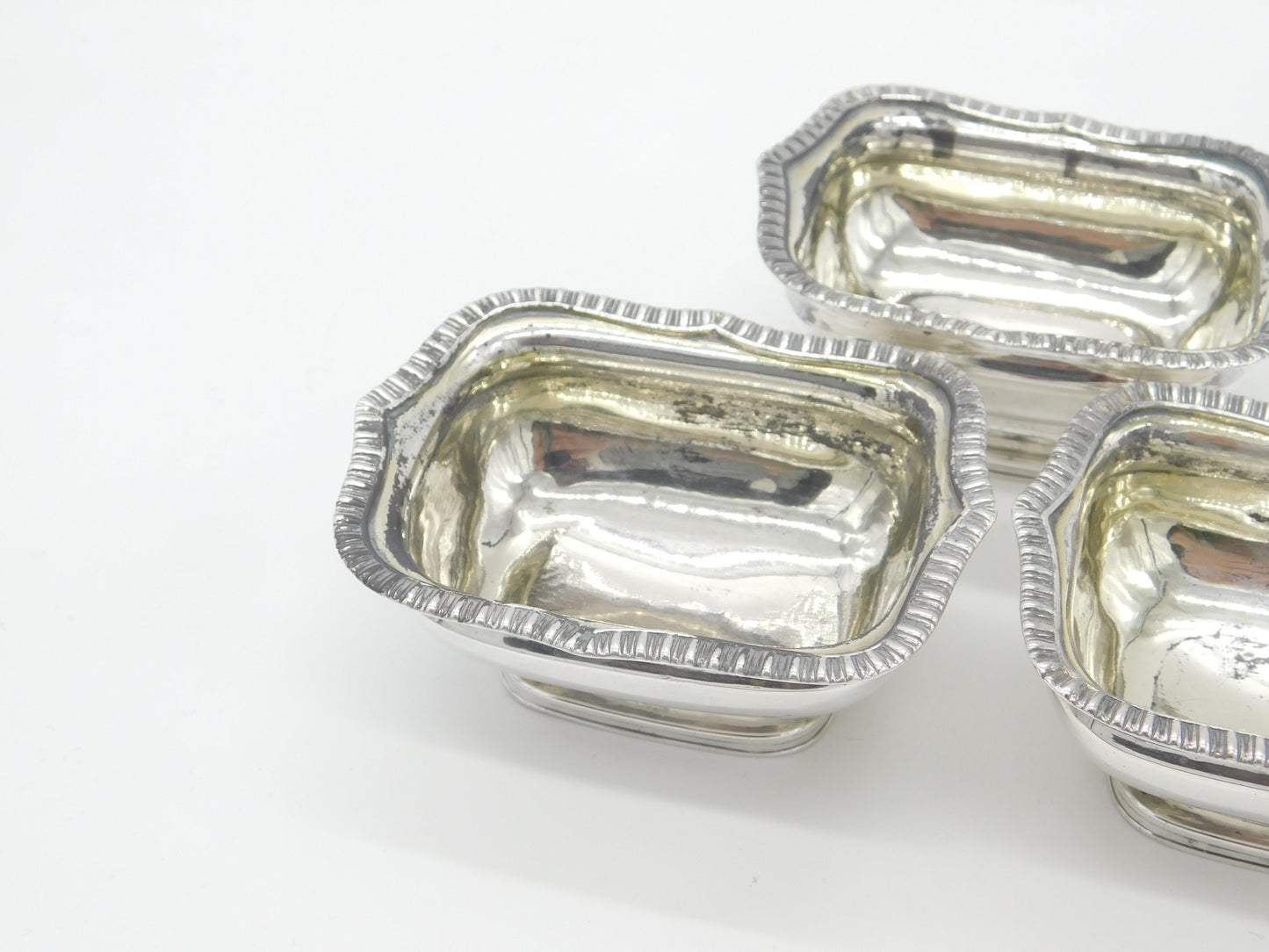 Georgian Set of Three Sterling Silver Salt Cellars 1790 London Solomon Hougham