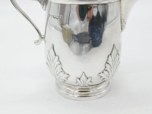 Sterling Silver Leaf Pattern Nouveau Cream Jug 1933 Sheffield Walker & Hall