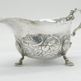 Scottish Provincial George II Sterling Silver Floral Sauce Boat Antique c1745 Edinburgh