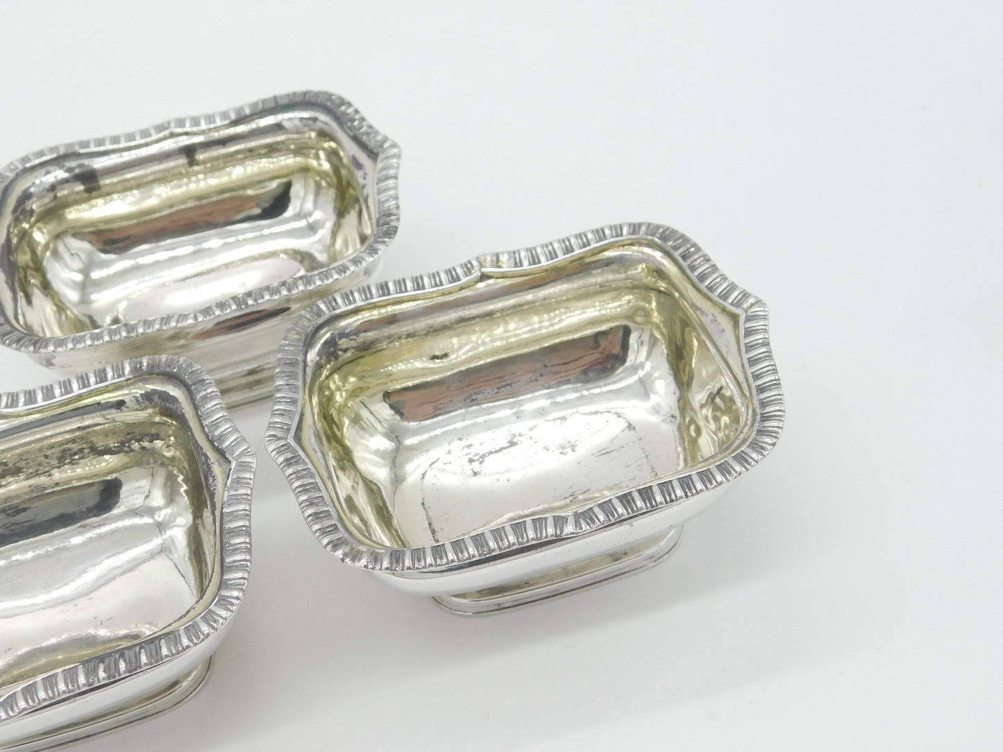 Georgian Set of Three Sterling Silver Salt Cellars 1790 London Solomon Hougham