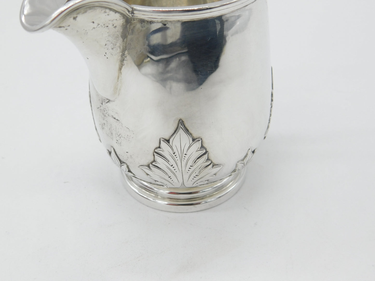 Sterling Silver Leaf Pattern Nouveau Cream Jug 1933 Sheffield Walker & Hall