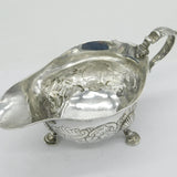 Scottish Provincial George II Sterling Silver Floral Sauce Boat Antique c1745 Edinburgh