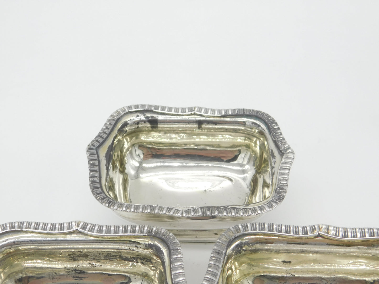 Georgian Set of Three Sterling Silver Salt Cellars 1790 London Solomon Hougham