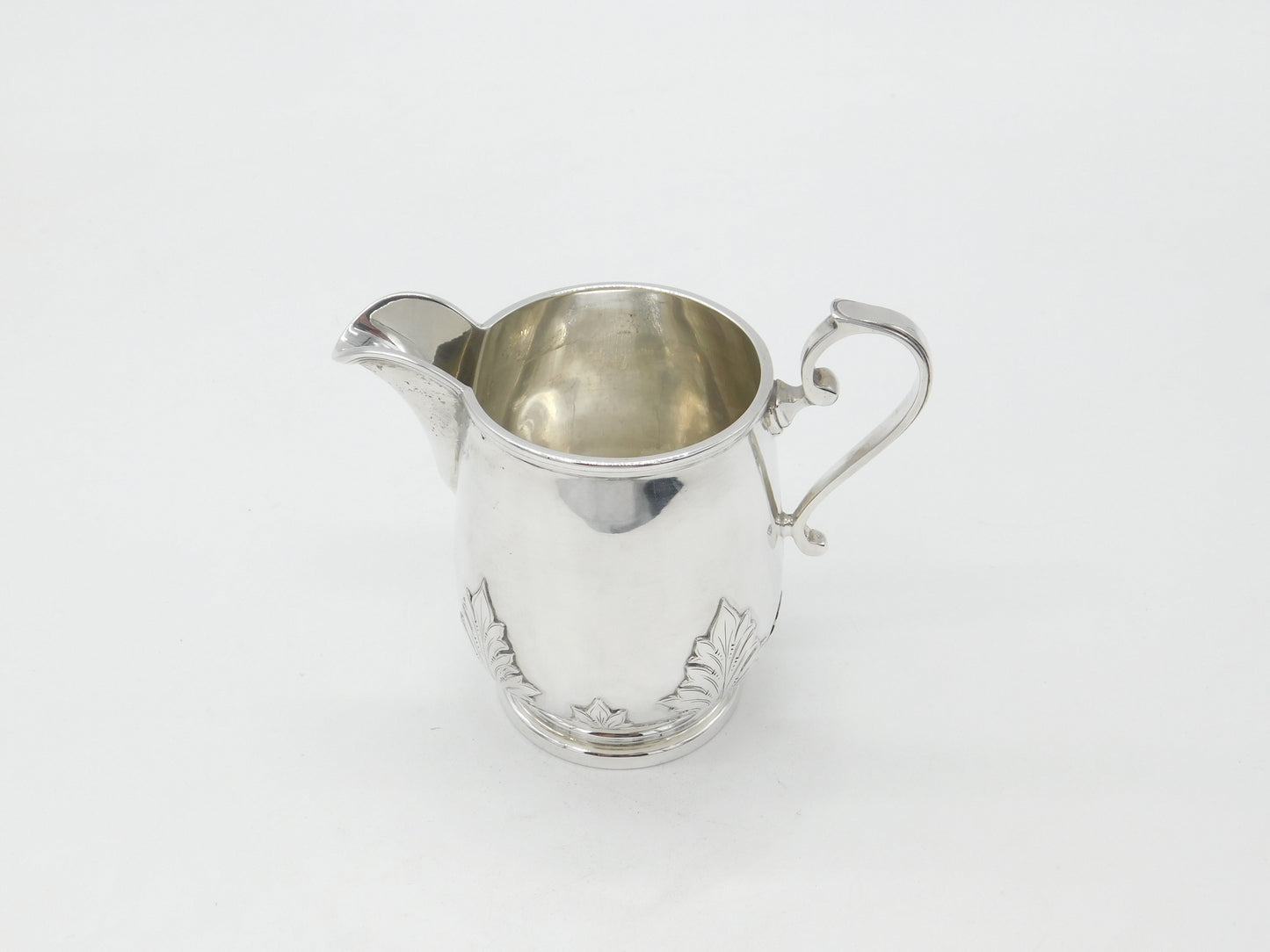 Sterling Silver Leaf Pattern Nouveau Cream Jug 1933 Sheffield Walker & Hall