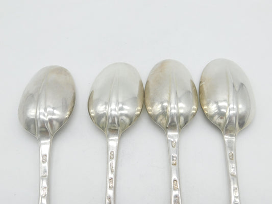 George I Britannia Silver Set of Four Armorial Serving Spoons Antique 1721 London