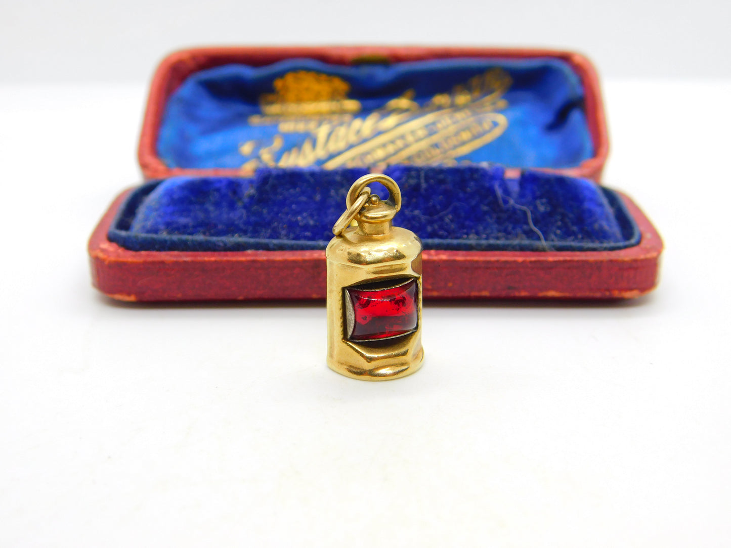 Red Ship Lantern Lamp Port Side 9ct Yellow Gold Charm or Pendant Vintage 1986