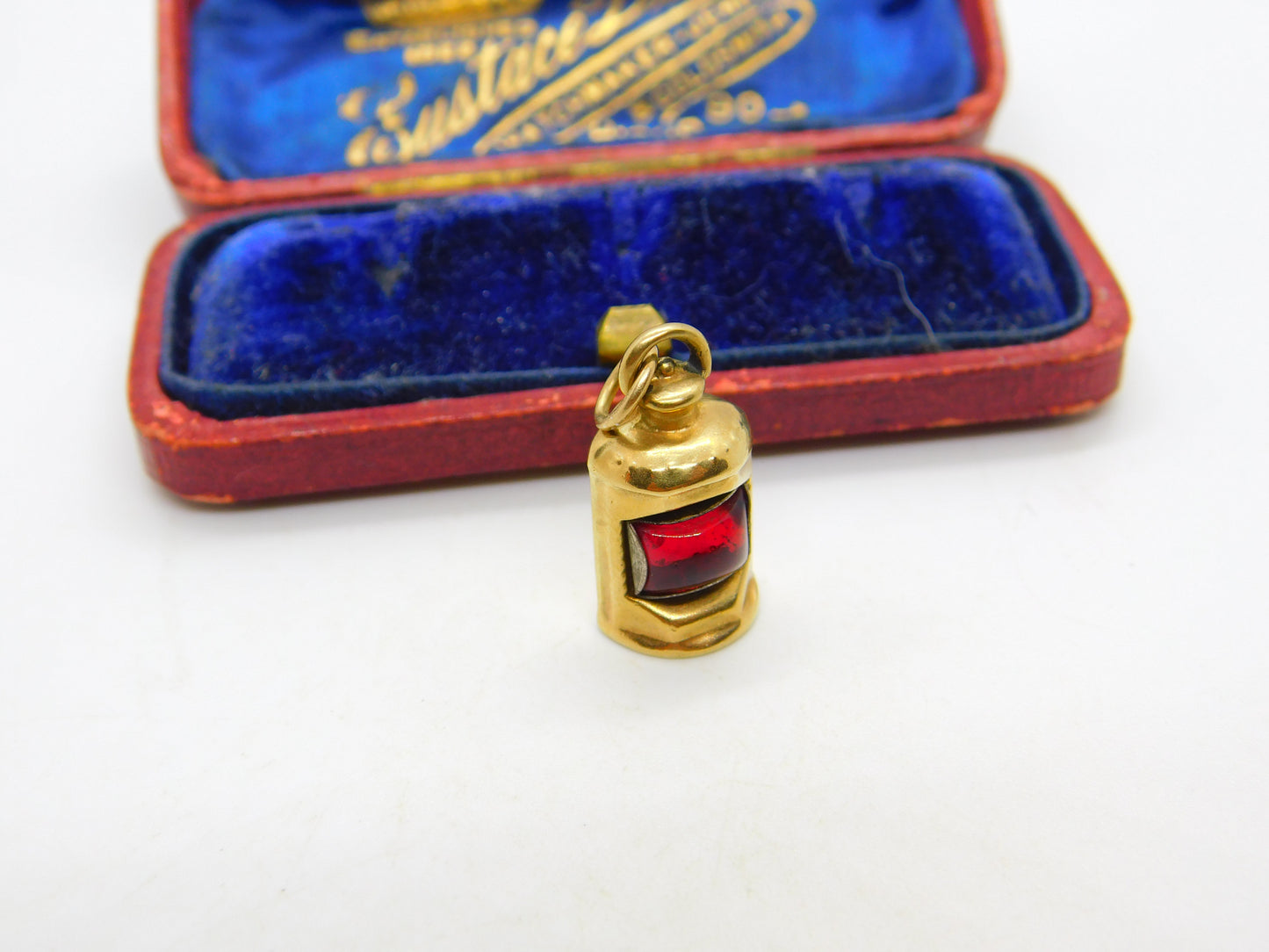 Red Ship Lantern Lamp Port Side 9ct Yellow Gold Charm or Pendant Vintage 1986