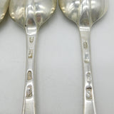 George I Britannia Silver Set of Four Armorial Serving Spoons Antique 1721 London