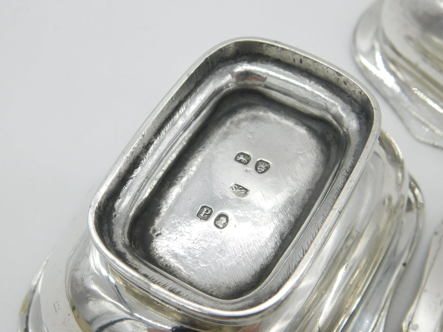 Georgian Set of Three Sterling Silver Salt Cellars 1790 London Solomon Hougham