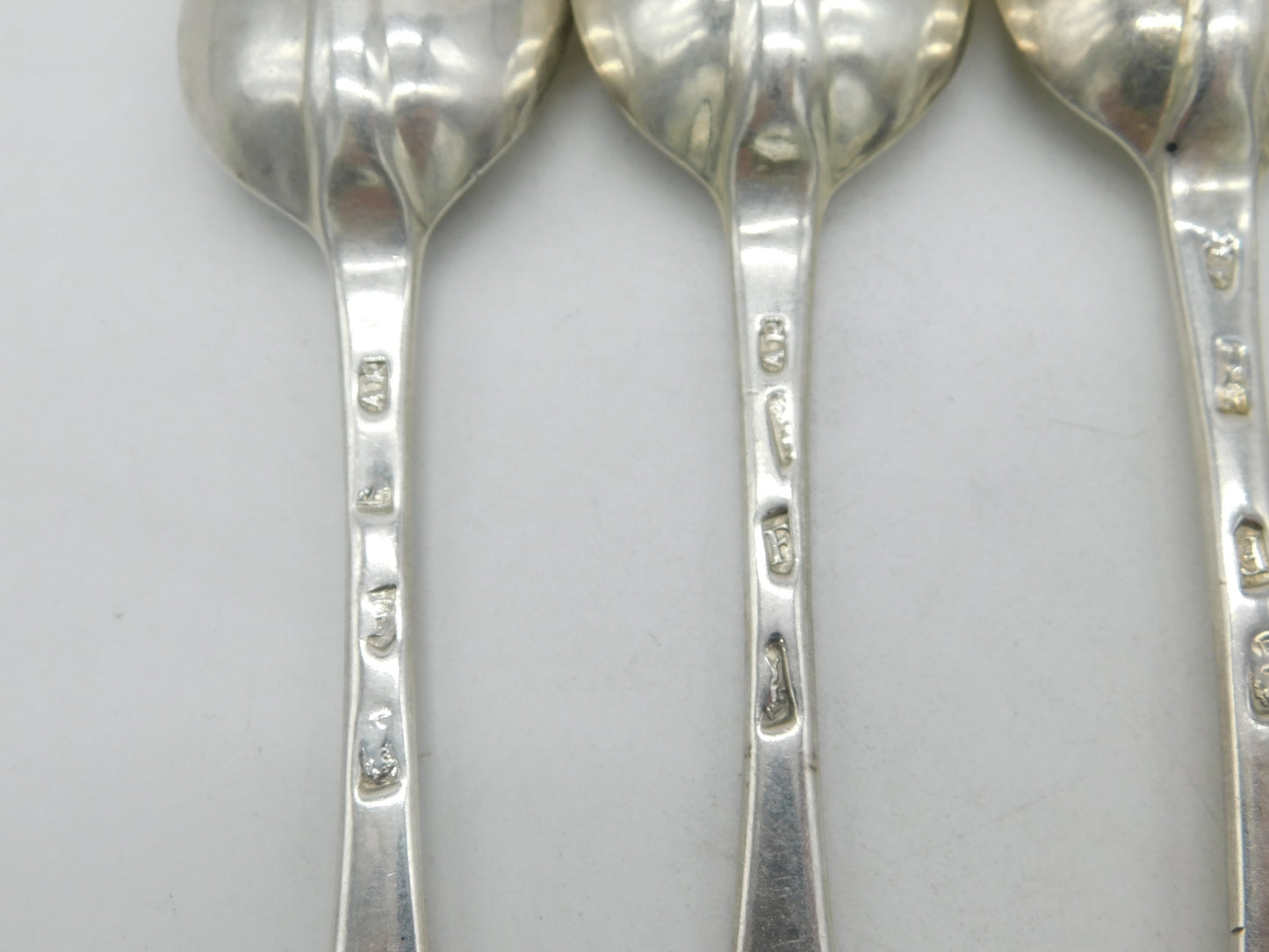 George I Britannia Silver Set of Four Armorial Serving Spoons Antique 1721 London