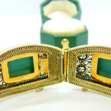 Chinese Sterling Silver Gilt Filigree & Turquoise Panel Bracelet Vintage c1950