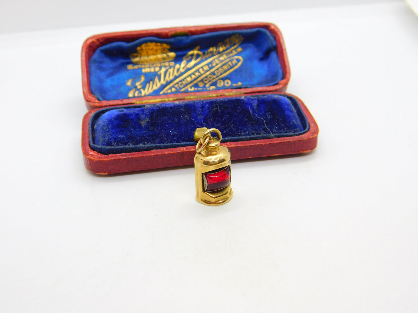 Red Ship Lantern Lamp Port Side 9ct Yellow Gold Charm or Pendant Vintage 1986