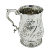 George III Sterling Silver Floral Pint Tankard Mug Antique 1761 London