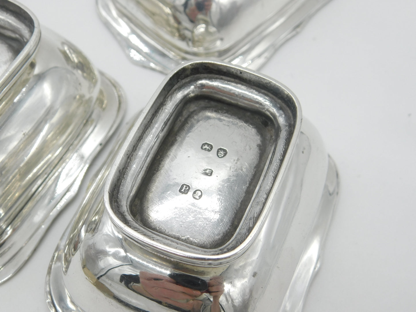 Georgian Set of Three Sterling Silver Salt Cellars 1790 London Solomon Hougham