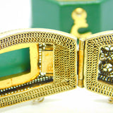 Chinese Sterling Silver Gilt Filigree & Turquoise Panel Bracelet Vintage c1950