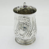 George III Sterling Silver Floral Pint Tankard Mug Antique 1761 London