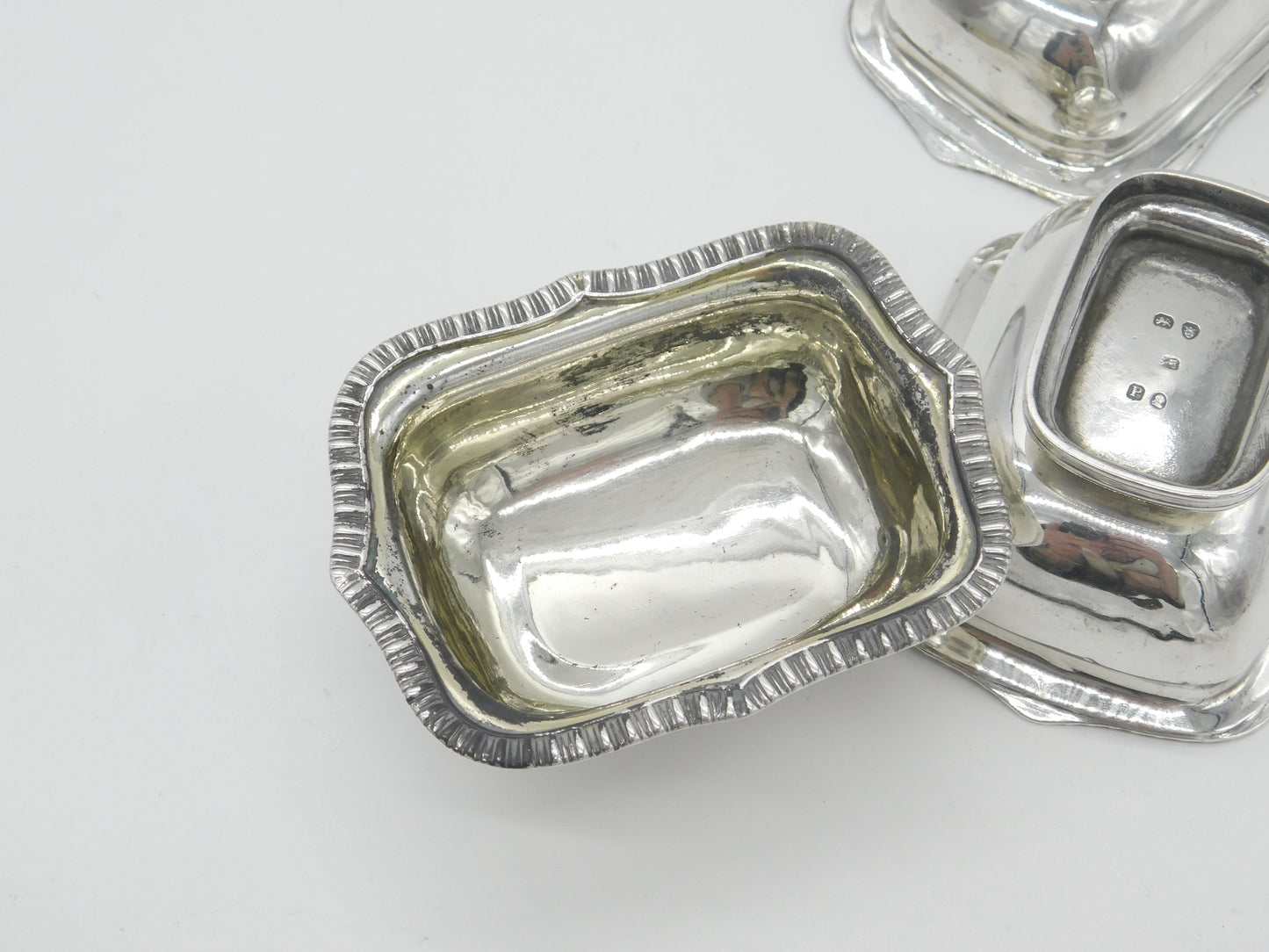 Georgian Set of Three Sterling Silver Salt Cellars 1790 London Solomon Hougham