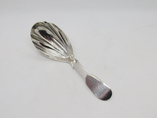 Victorian Sterling Silver Shell Pattern Tea Caddy Spoon Antique 1844 Exeter