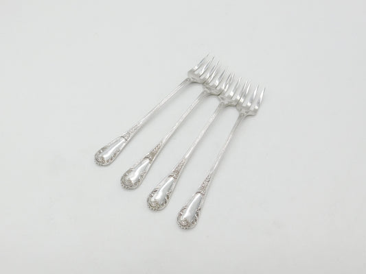 Edwardian Scottish Set of Four Sterling Silver Dessert Forks 1902 Glasgow