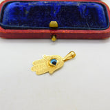 All Seeing Eye in Hand of Fatima 18ct Yellow Gold Charm Pendant Vintage c1980