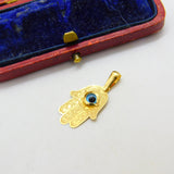 All Seeing Eye in Hand of Fatima 18ct Yellow Gold Charm Pendant Vintage c1980