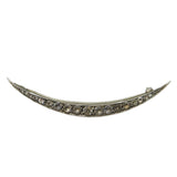 19th Century Sterling Silver Graduated Paste Set Crescent Brooch Antique c1860