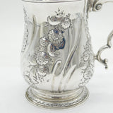 George III Sterling Silver Floral Pint Tankard Mug Antique 1761 London