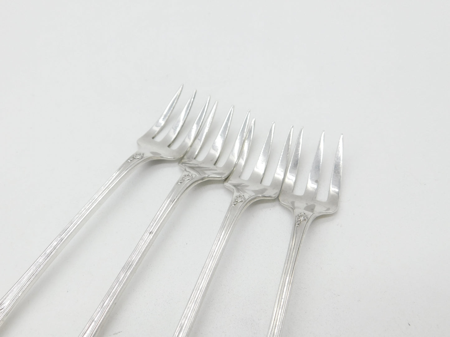 Edwardian Scottish Set of Four Sterling Silver Dessert Forks 1902 Glasgow