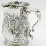 George III Sterling Silver Floral Pint Tankard Mug Antique 1761 London