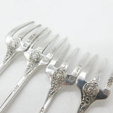 Edwardian Scottish Set of Four Sterling Silver Dessert Forks 1902 Glasgow