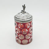 19th Century Danish Sterling Silver Topped Ruby Cut Glass Stein Antique c1850 Copenhagen