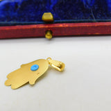 All Seeing Eye in Hand of Fatima 18ct Yellow Gold Charm Pendant Vintage c1980