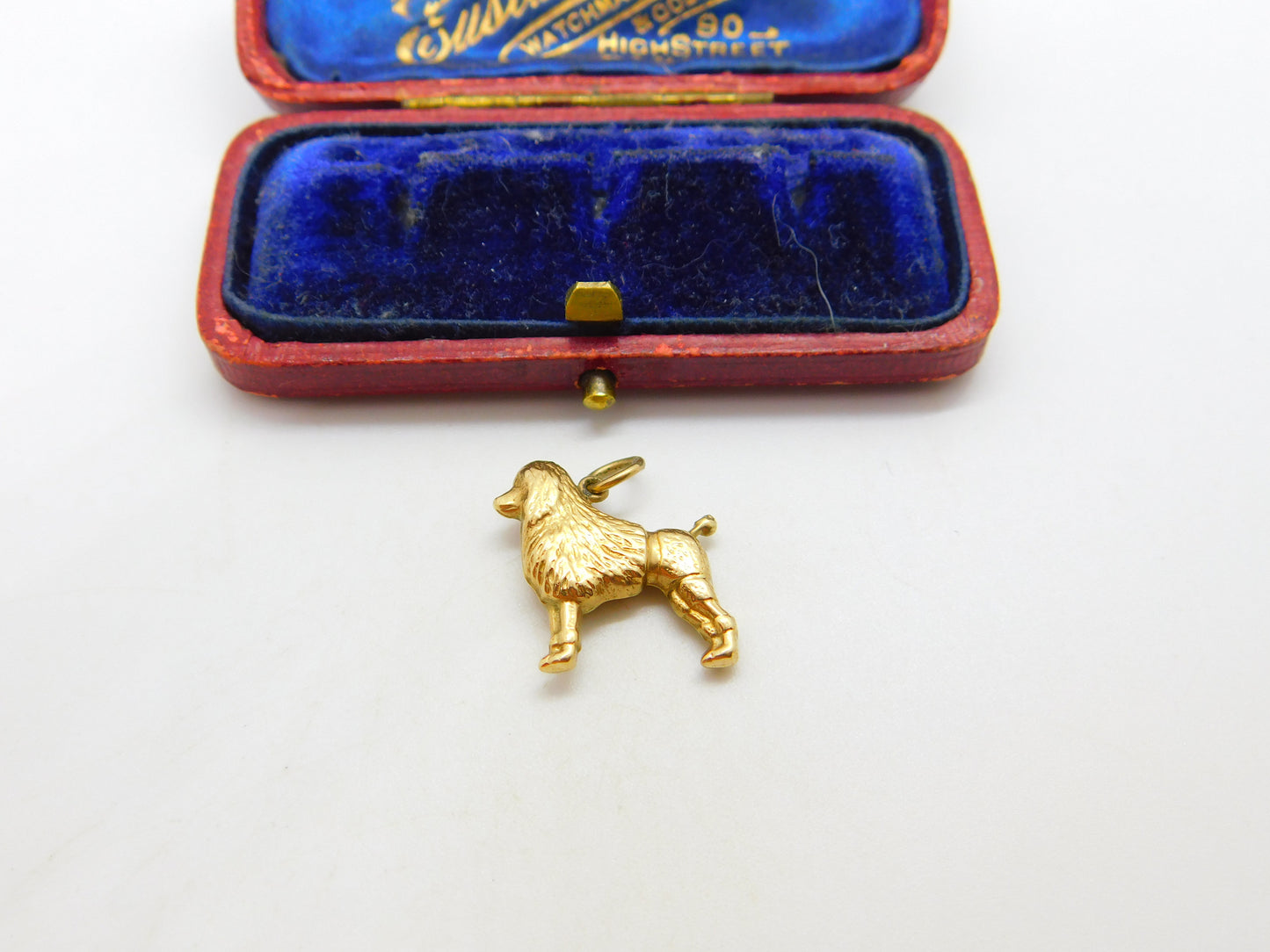 Poodle Dog English 9ct Yellow Gold Charm or Pendant Vintage 1973